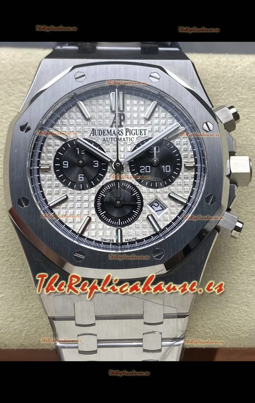 Audemars Piguet Royal Oak Chronograph Dial Blanco Correa Acero Reloj Réplica Suizo