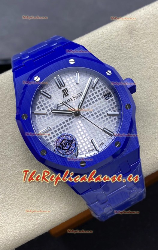Audemars Piguet Royal Oak 15500 Reloj Caja Cerámica Azul Super Clone Replica Dial Acero