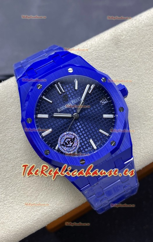 Audemars Piguet Royal Oak 15500 Reloj Caja Cerámica Azul Super Clone Replica Dial Azul