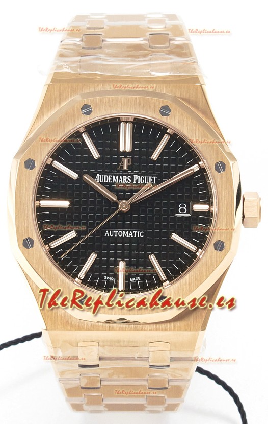 Audemars Piguet Royal Oak 15400 41MM Oro Rosado Dial Negro Super Clone Reloj Réplica 