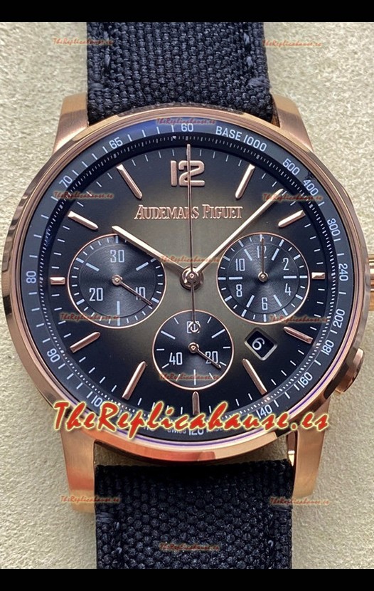 Audemars Piguet CODE 11.59 Chronograph Reloj Réplica Suizo Caja en Oro Rosado Dial Negro