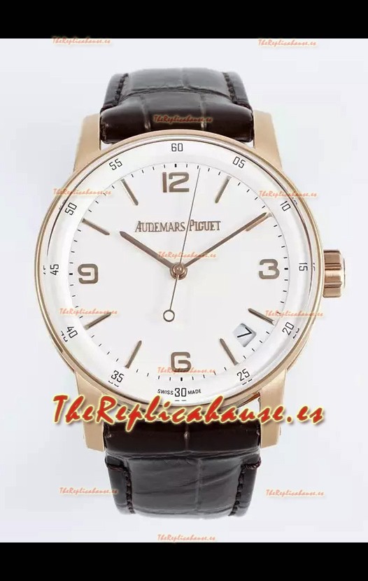 Audemars Piguet CODE 11.59 15210R Reloj Réplica Suizo en Oro Rosado Dial Blanco 41MM