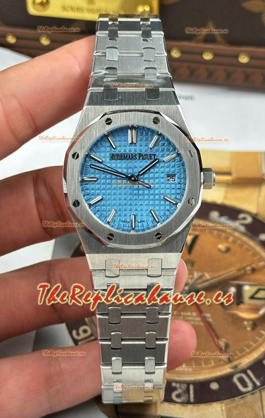 Reloj Audemars Piguet Super Clone Royal Oak 77450 de 34 mm, acero 904L, Dial Azul hielo.