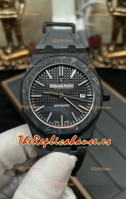 Audemars Piguet Royal Oak Super Clone 15400 - Reloj con Caja de Carbono Forjada, Dial Negro