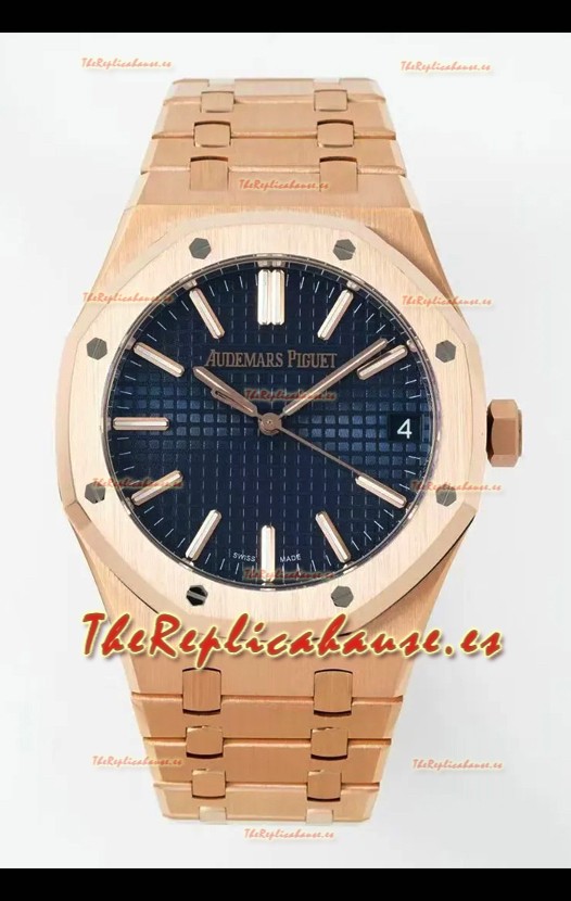 Audemars Piguet Royal Oak 15510OR 41MM Oro Rosado Dial Dorado Azul Super Clone Reloj Réplica
