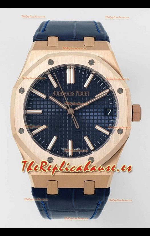 Audemars Piguet Royal Oak 15510OR 41MM Oro Rosado Dial Dorado Azul Super Clone Reloj Réplica