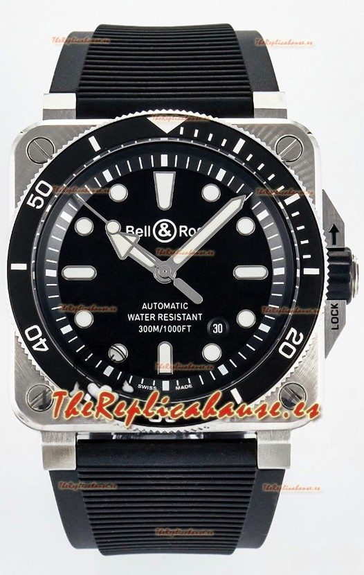 Bell & Ross BR03-92 Diver Acero Inoxidable - Dial Negro Reloj Réplica Suizo Réplica Espejo 1:1