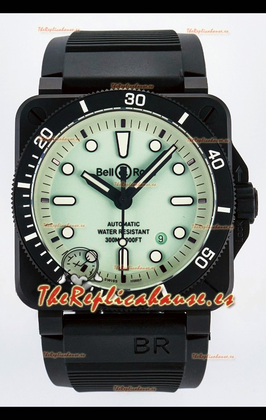 Bell & Ross BR03-92 Divers Edition Revestimiento PVD Réplica Espejo 1:1 Dial Verde