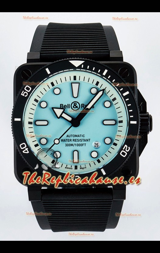 Bell & Ross BR03-92 Divers Edition Revestimiento PVD Réplica Espejo 1:1 Dial Azul Palido