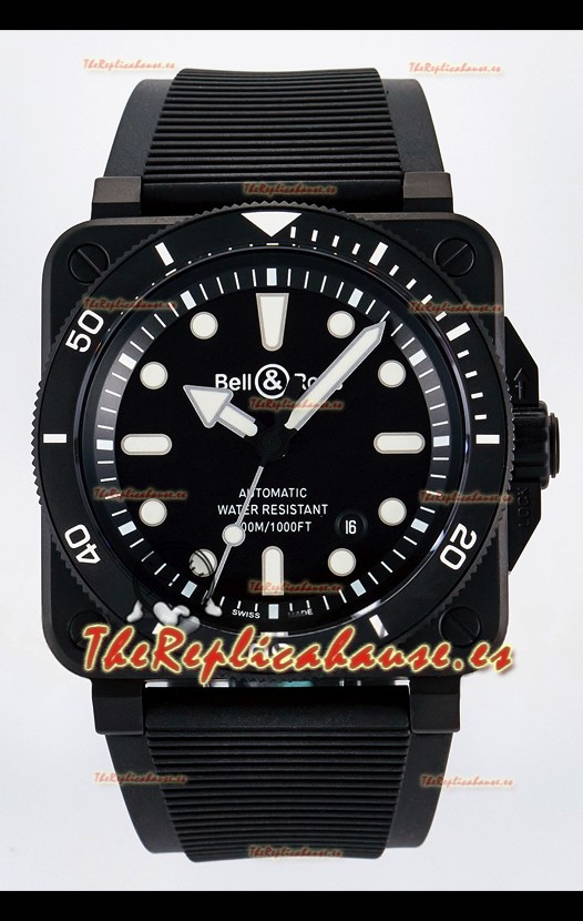 Bell & Ross BR03-92 Divers Edition Revestimiento PVD Réplica Espejo 1:1 Dial Negro