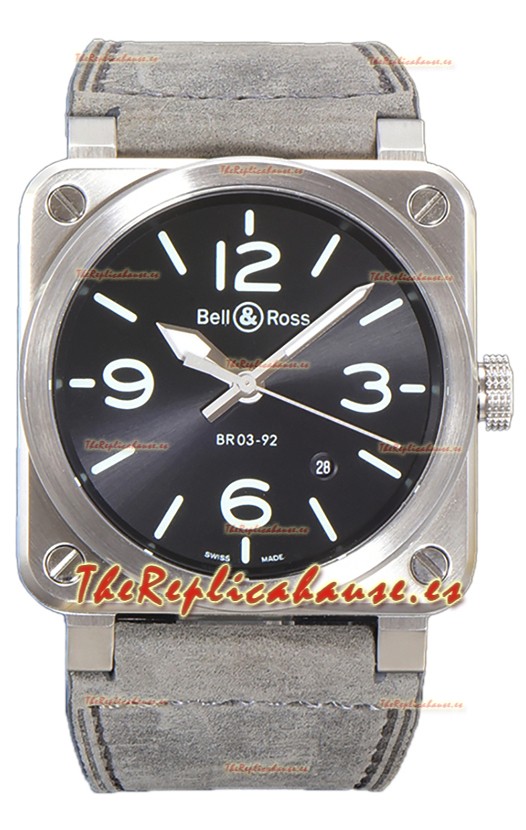 Bell and Ross BR03-92 Dial Gris Acero 904L Reloj Réplica Suiza 
