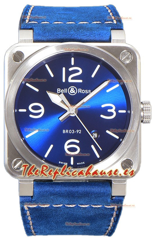 Bell and Ross BR03-A Dial Azul Acero 904L Reloj Réplica Suiza 