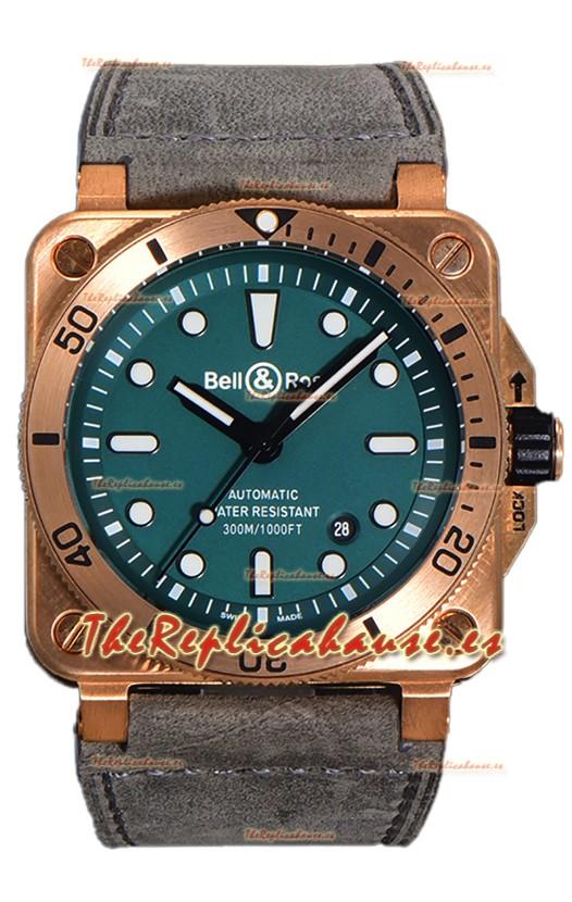 Bell & Ross BR03-92 Diver Dial Verde Caja Bronce Reloj Réplica Suiza Réplica Espejo 1:1