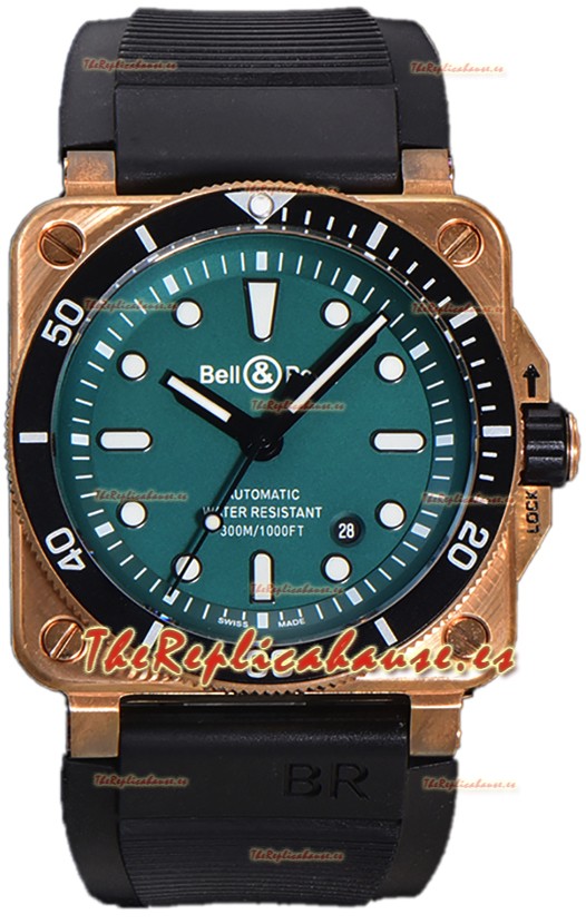 Bell & Ross BR03-92 Diver Dial Verde Caja Bronce Reloj Réplica Suiza Réplica Espejo 1:1