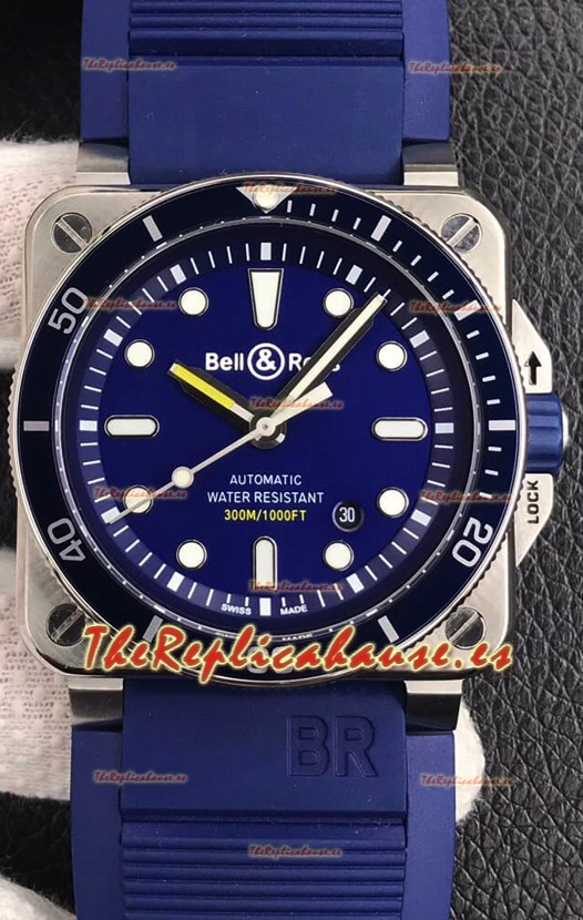 Bell & Ross BR03-92 Buzo Acero Inoxidable Dial Azul Reloj Réplica Suizo a espejo 1:1