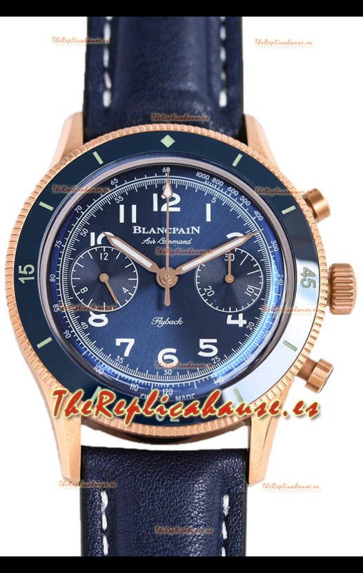 Blancpain Air Command Dial Azul Oro Rosado Reloj Réplica Suiza Espejo 1:1
