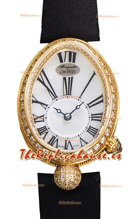 Breguet Reine De Naples Ladies Oro Amarillo Tela Negra Reloj Réplica Suizo Edición 1:1