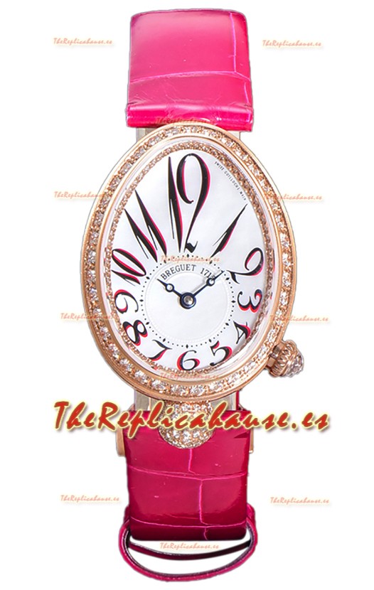 Breguet Reine De Naples Ladies Oro Rosado Piel Rosa Reloj Réplica Suizo Edición 1:1