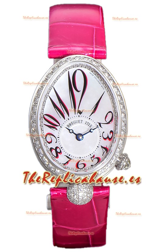Breguet Reine De Naples Ladies Reloj Réplica Suizo Edición 1:1 Acero Inoxidable Piel Rosa