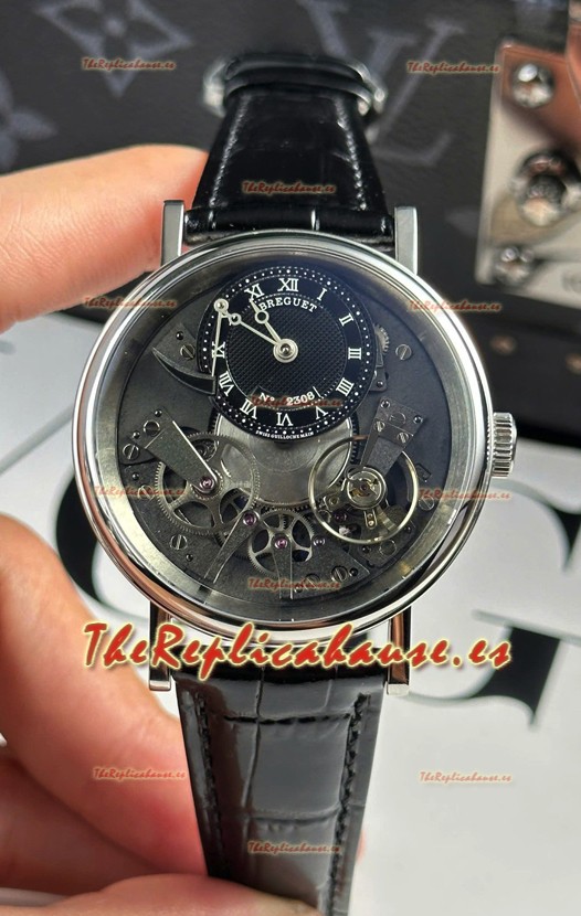 Breguet Tradition 7057BR/R9/9W6 Caja Acero Single Tourbillon Réplica Suiza Correa Negra Watch