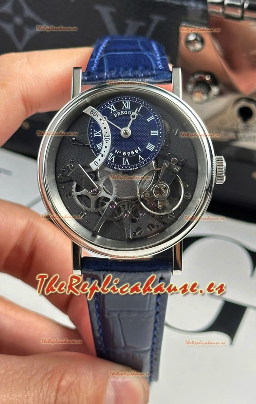 Breguet Tradition 7057BR/R9/9W6 Caja Acero Single Tourbillon Réplica Suiza Correa Azul