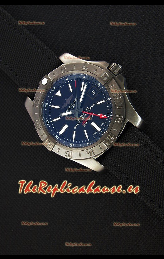 Breitling Avenger II BlackSteel GMT Reloj Réplica Suizo Correa de Nylon Reloj Réplica a Espejo 1:1
