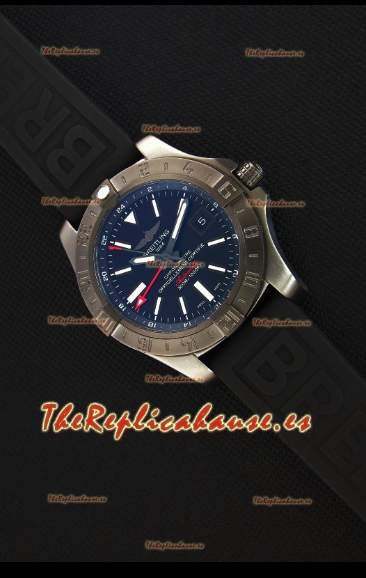 Breitling Avenger II BlackSteel GMT Reloj Réplica Suizo Correa de Goma Reloj Réplica a Espejo 1:1