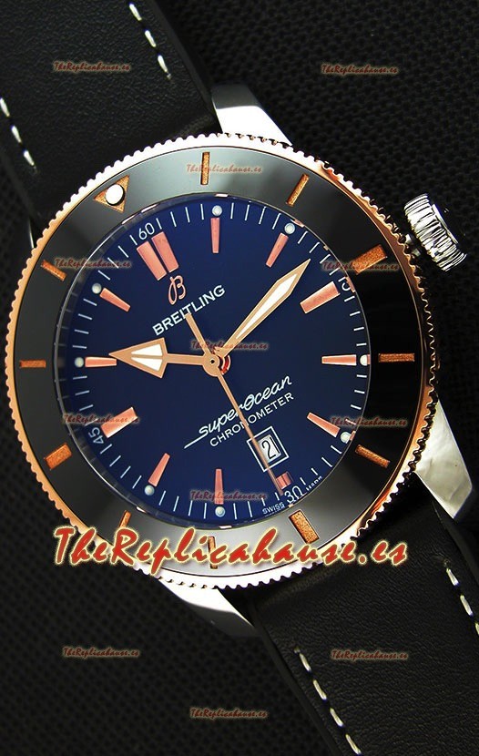 Breitling SuperOcean Heritage II B20 44MM Reloj Réplica a espejo 1:1 Dial Negro con Bisel en Dos Tonos