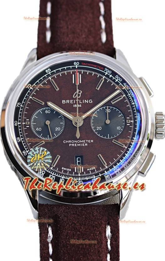 Breitling Premier B01 Chronograph 42 Edition Caja Acero Dial Marrón Centenario - Reloj Réplica Espejo 1:1