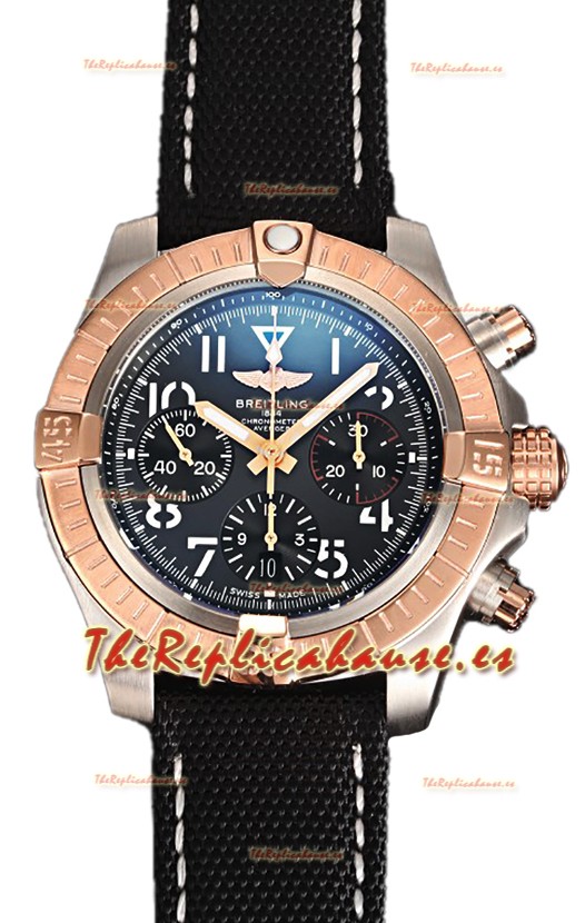 Breitling Avenger Chronograph 45 Dial Negro Dos Tonos Reloj Réplica Suiza Espejo 1:1