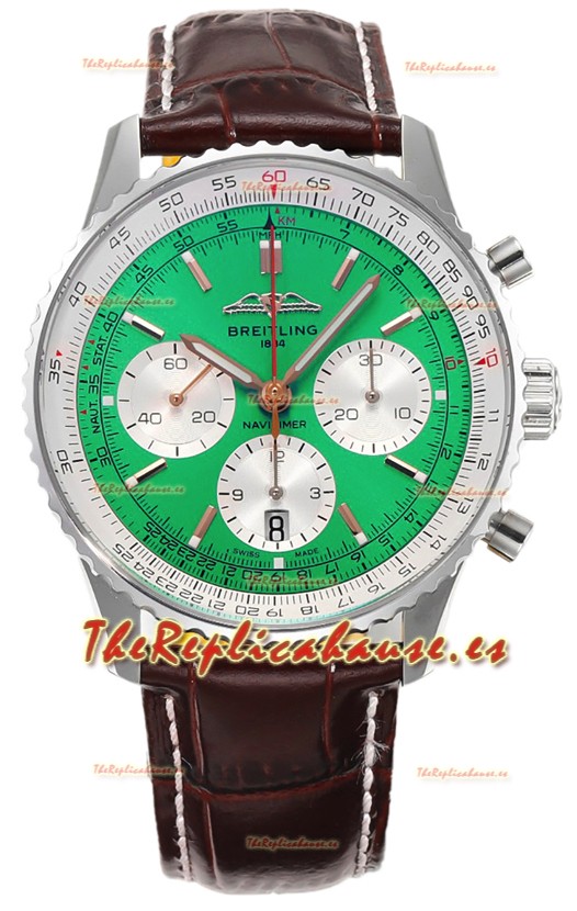 Breitling Navitimer B01 Chronograph 43 Dial Verde - Caja Acero 904L Réplica Suiza Espejo 1:1