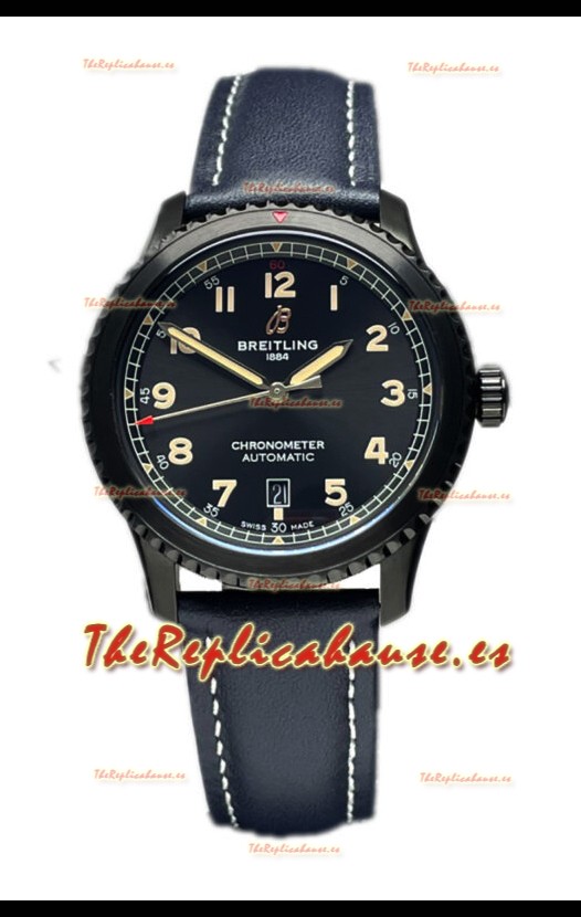 Breitling Navitimer Aviator 8 Automatic 41 Dial NegroBlue Strap Reloj Réplica Suiza Espejo 1:1