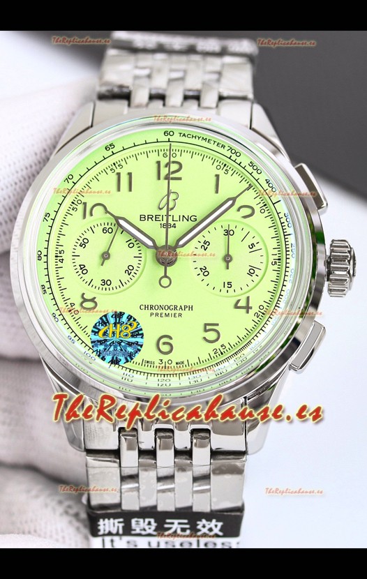 Breitling Premier B01 Chronograph 42 Edition Caja Acero Dial Verde - Reloj Réplica Espejo 1:1
