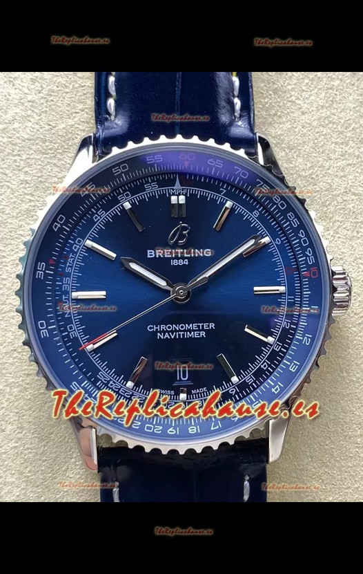 Breitling Navitimer 1 Automatic Reloj Réplica Suizo en Dial Azul - Correa de Piel