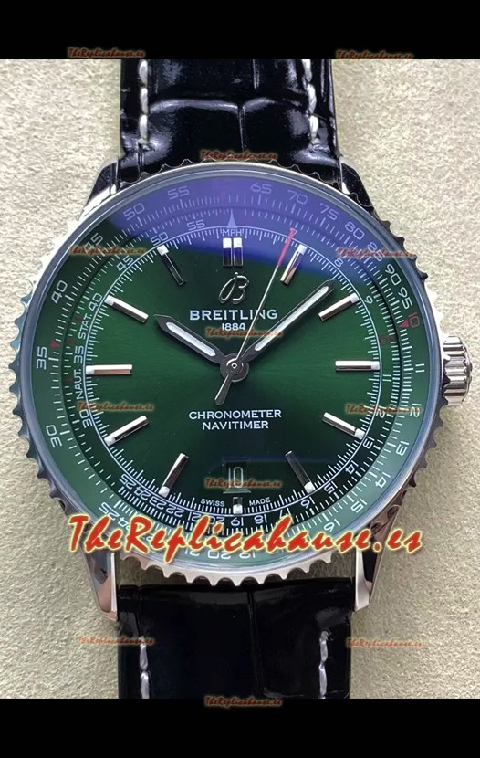 Breitling Navitimer 1 Automatic Reloj Réplica Suizo en Dial Verde - Correa de Piel