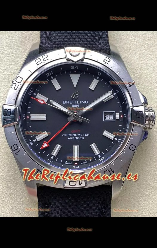 Breitling Avenger GMT Automatic 44 Reloj Réplica Suizo Super Clone 1:1 - Dial Negro 