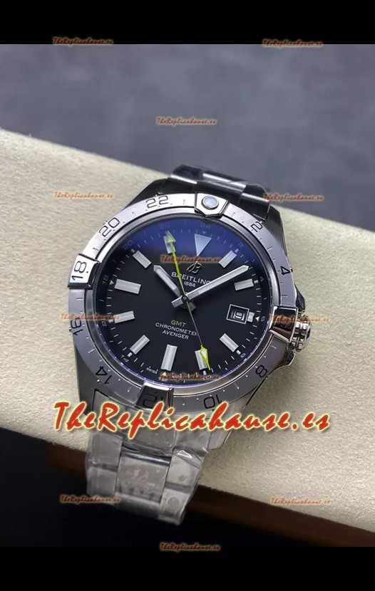 Breitling Avenger GMT Automatic 44 Reloj Réplica Suizo Super Clone 1:1 - Dial Negro 