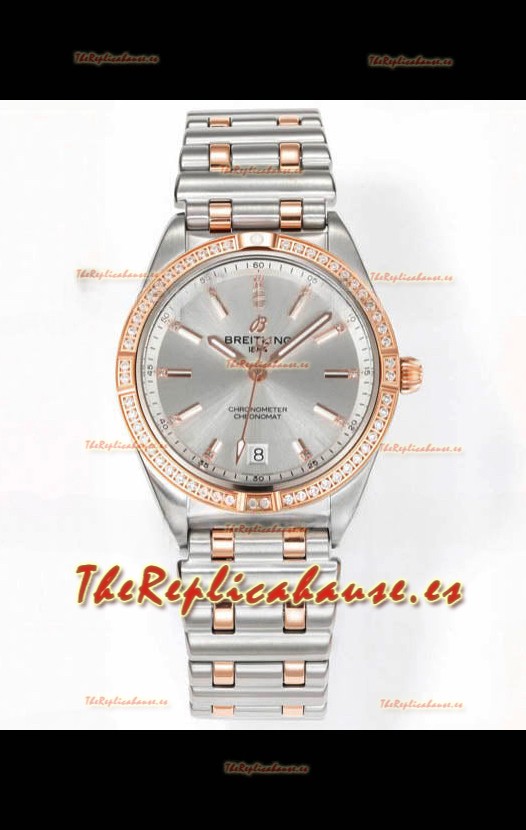 Breitling Chronomat 36MM 2 Tone Caja Oro Rosado Reloj Réplica Espejo 1:1 Dial Acero
