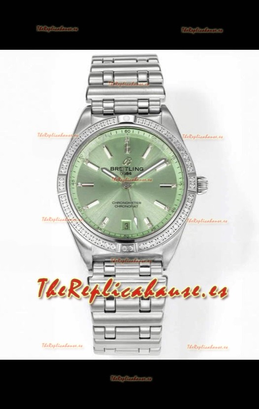 Breitling Chronomat 36MM Acero Inoxidable Casing Reloj Réplica Espejo 1:1 Dial Verde