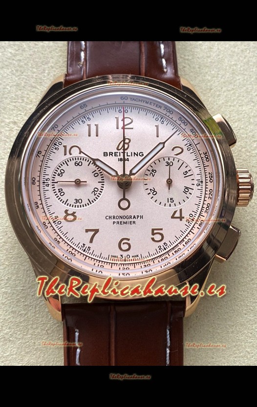 Breitling Premier B01 Chronograph 42 Edition Dial Oro Rosado Blanco - Reloj Réplica Espejo 1:1