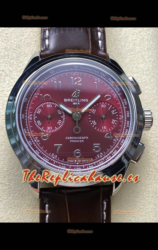 Breitling Premier B01 Chronograph 42 Edition Caja Acero Dial Granate - Reloj Réplica Espejo 1:1