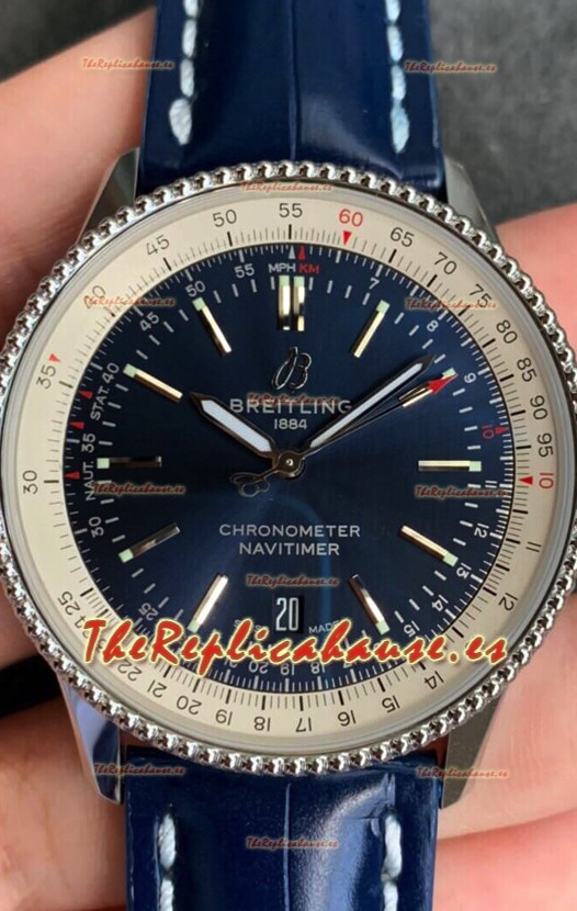 Breitling Navitimer 1 Reloj Réplica Suizo Automático en Dial Azul - Correa de Piel