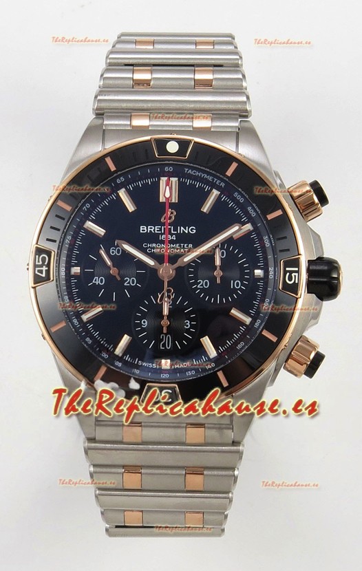 Breitling Chronomat Edición Super Clone B01 42 Reloj Suizo Dos Tonos Dial Negro