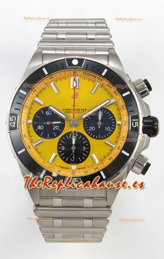 Breitling Chronomat Super Clone B01 42 Reloj Edición Suiza Acero 904L Dial Amarillo