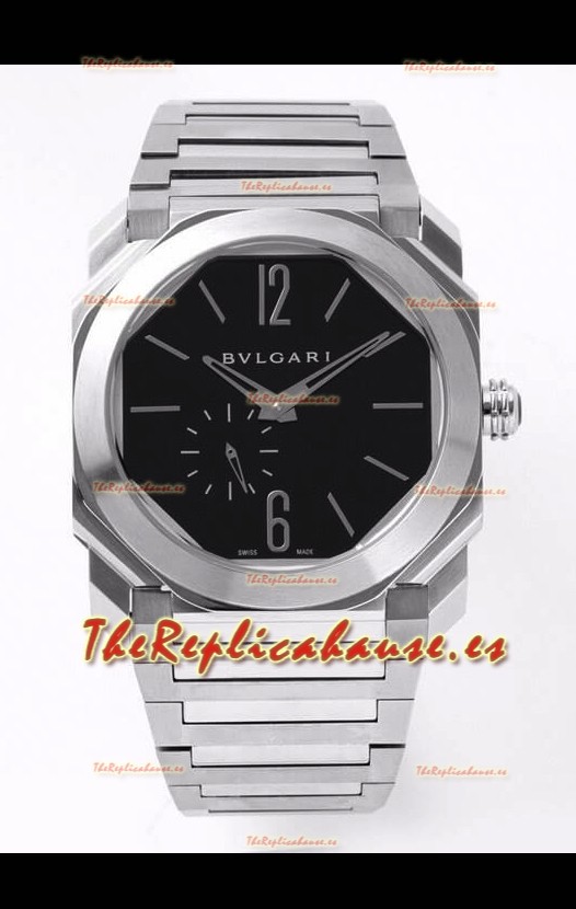 Bvlgari Octo Finissmo Edición Réplica a Espejo 1:1 Caja de Acero Inoxidable 904L Dial Negro
