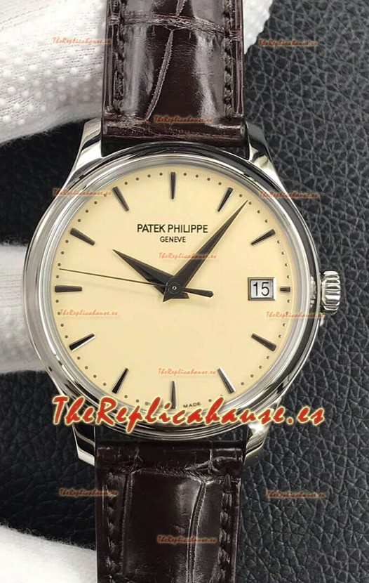 Patek Philippe Calatrava 5227G-001 Dial Amarillo Pálido Reloj Réplica Suizo a Espejo 1:1 Caja Acero