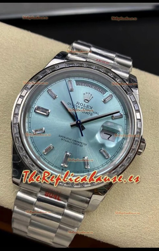 Rolex Day Date M228396TBR-0002 Acero 904L 40MM - Ice Dial Azul Réplica a Espejo 1:1