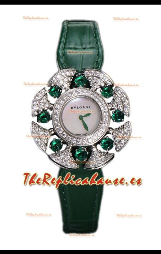 Bvlgari Divas's Edición Dream Reloj en Caja de Acero - Bisel pavimentado Diamantes Réplica Suiza