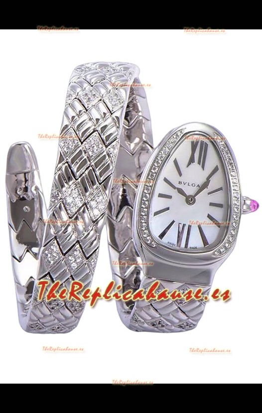 Bvlgari Edición Serpenti Reloj Caja Acero Dial Blanco en Calidad Espejo 1:1