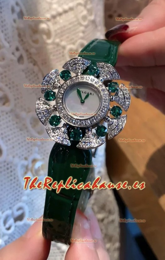 Reloj Bvlgari Edición Divas's Dream en Caja Acero - Bisel Pavimentado en Diamantes Réplica Suiza